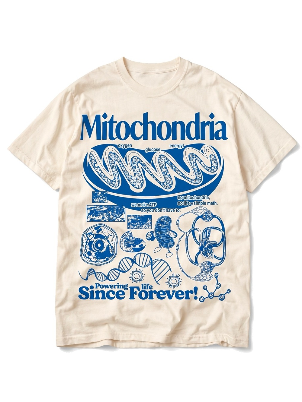 Mitochondria Powering Life Science Biology Nerd Retro Graphic Tee